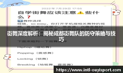 街舞深度解析：揭秘成都街舞队的防守策略与技巧